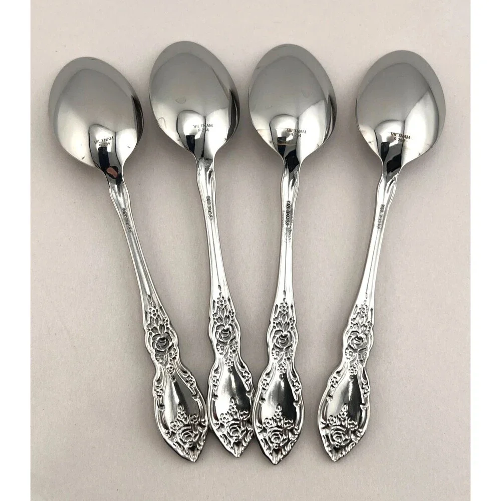 Oneida WORDSWORTH 4pc Teaspoon Set 18/0 Stainless Flatware Silverware Floral